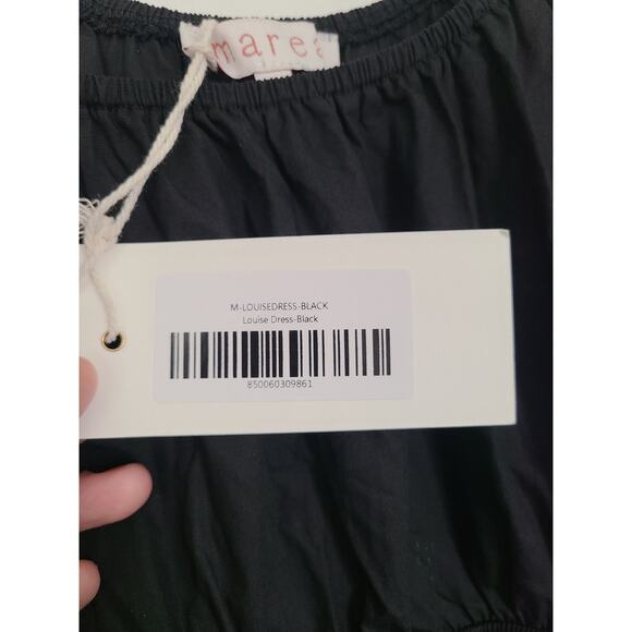 Marea Louise Cotton Poplin Midi Dress Black Size Medium NWT - Picture 3 of 7